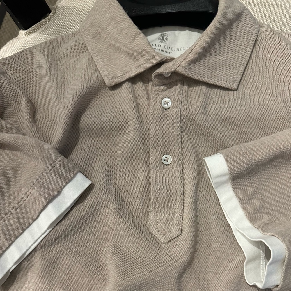BRUNELLO CUCINELLI Layered Cotton-Jersey Slim Fit Polo Shirt fits like a 50